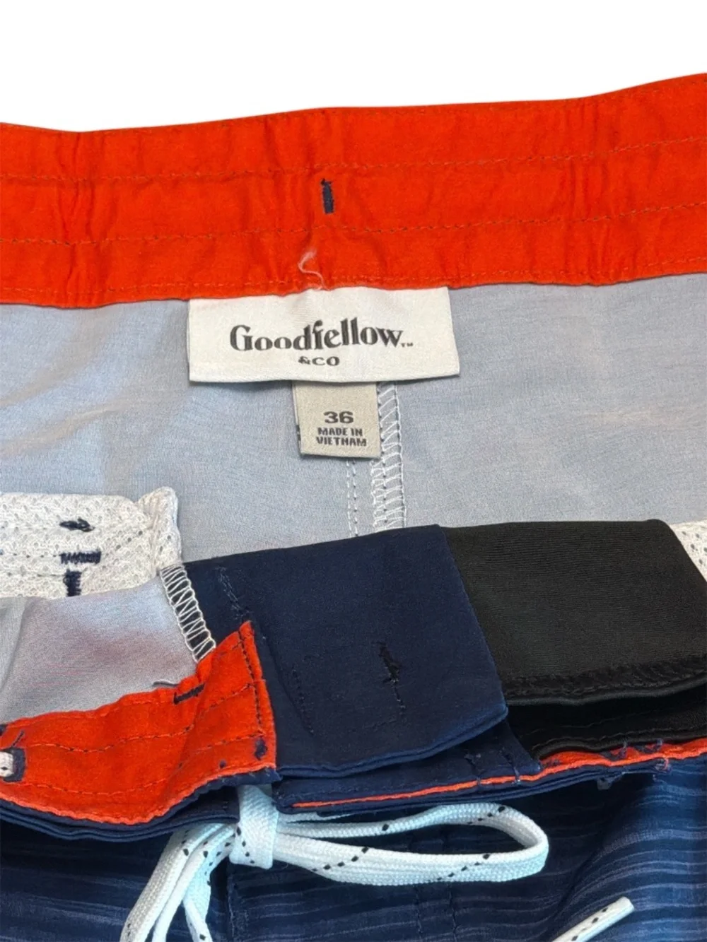 Goodfellow & Co Black White Stripe Board Shorts Mens 36 NWT Swim Trunks